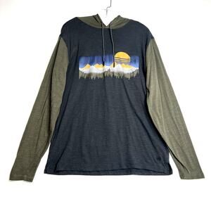 Solaris Long Sleeve Lightweight Hoodie Pullover Shirt Gray Green Mens Large